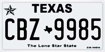 TX license plate CBZ9985