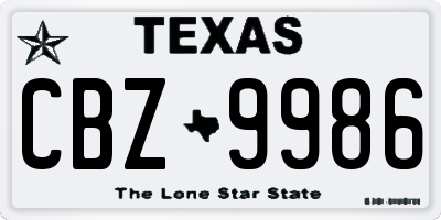 TX license plate CBZ9986