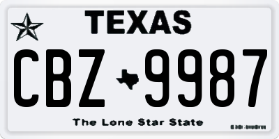 TX license plate CBZ9987