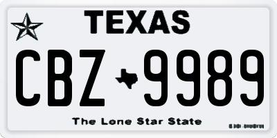 TX license plate CBZ9989