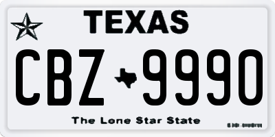 TX license plate CBZ9990