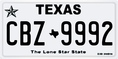 TX license plate CBZ9992