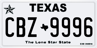 TX license plate CBZ9996