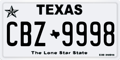 TX license plate CBZ9998