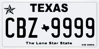 TX license plate CBZ9999