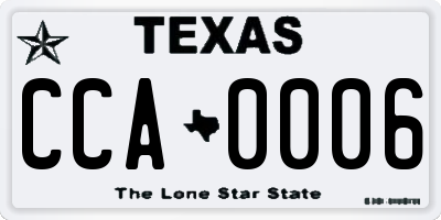 TX license plate CCA0006