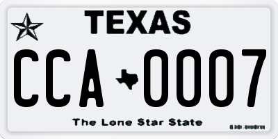 TX license plate CCA0007