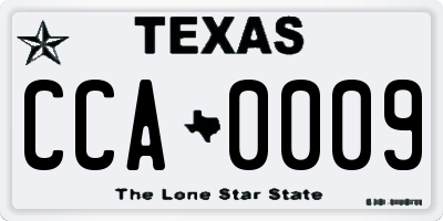 TX license plate CCA0009