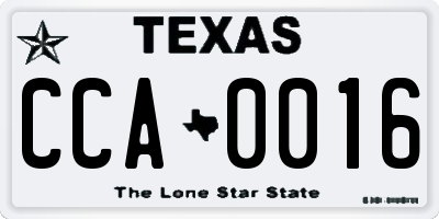 TX license plate CCA0016