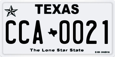TX license plate CCA0021