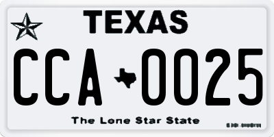 TX license plate CCA0025
