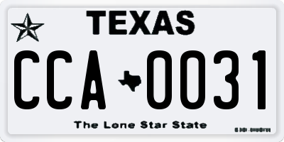 TX license plate CCA0031