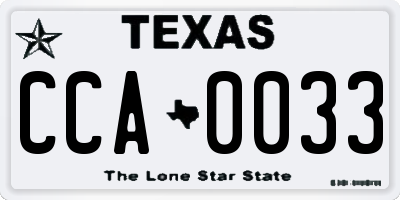 TX license plate CCA0033