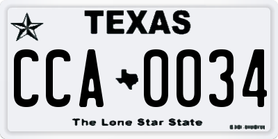 TX license plate CCA0034