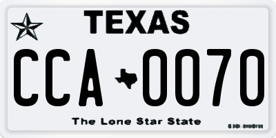 TX license plate CCA0070
