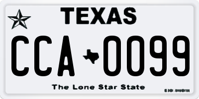 TX license plate CCA0099