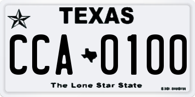 TX license plate CCA0100