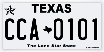 TX license plate CCA0101