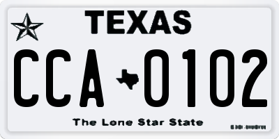 TX license plate CCA0102
