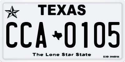 TX license plate CCA0105