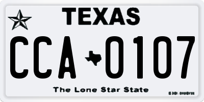 TX license plate CCA0107