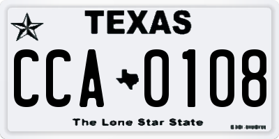 TX license plate CCA0108