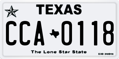 TX license plate CCA0118