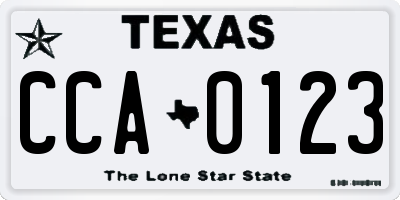TX license plate CCA0123