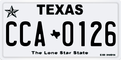TX license plate CCA0126