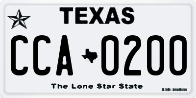 TX license plate CCA0200