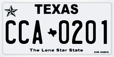 TX license plate CCA0201