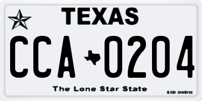 TX license plate CCA0204