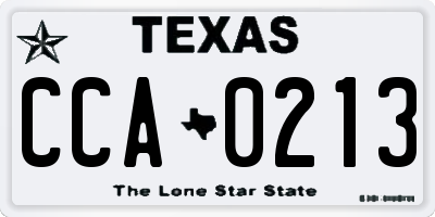 TX license plate CCA0213