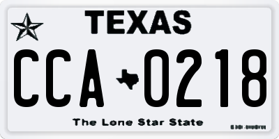 TX license plate CCA0218