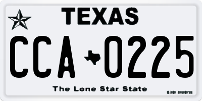 TX license plate CCA0225