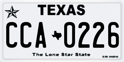 TX license plate CCA0226