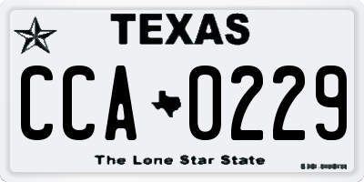 TX license plate CCA0229