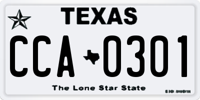 TX license plate CCA0301