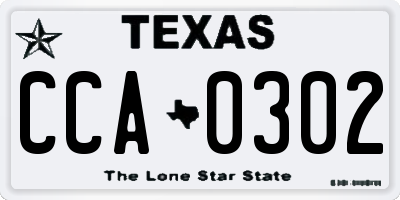 TX license plate CCA0302