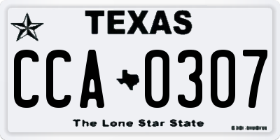 TX license plate CCA0307