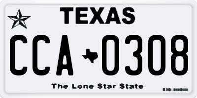 TX license plate CCA0308