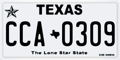 TX license plate CCA0309