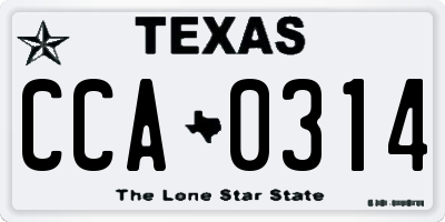 TX license plate CCA0314