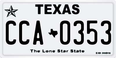 TX license plate CCA0353