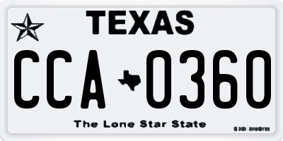 TX license plate CCA0360
