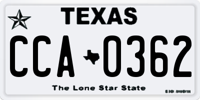 TX license plate CCA0362