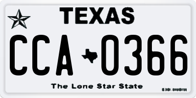 TX license plate CCA0366