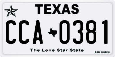 TX license plate CCA0381