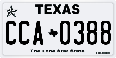 TX license plate CCA0388