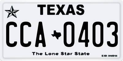 TX license plate CCA0403